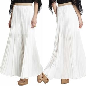 BCBG Esten White Pleated Maxi Skirt